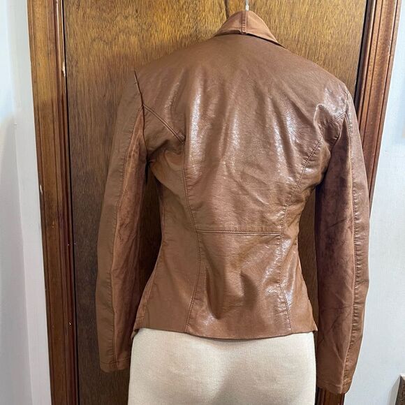 Blank NYC Women’s Brown Faux Suede Long Sleeve Moto Jacket Size Small - Picture 2 of 8